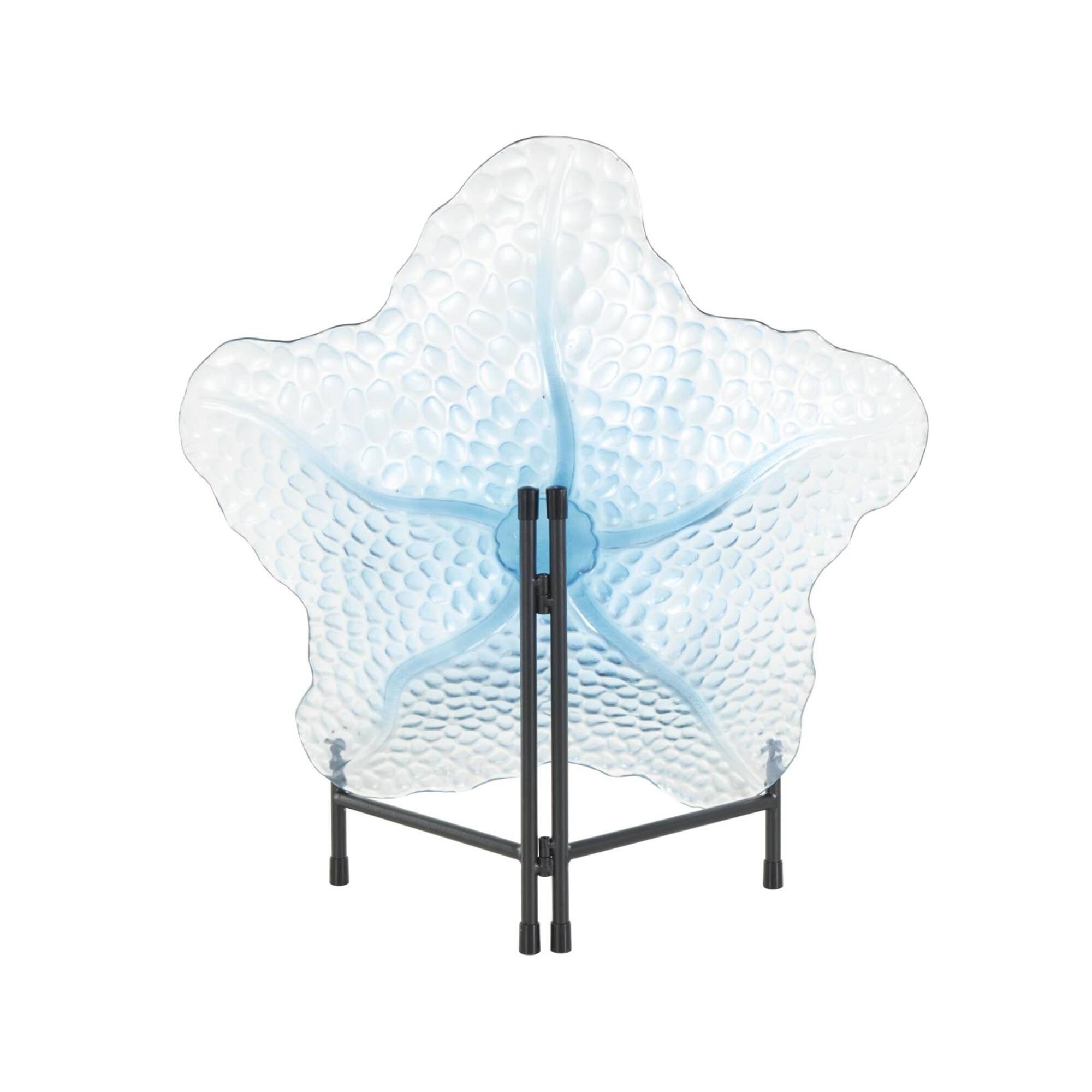 19.5" Blue Ombre Glass Starfish Charger with Metal Stand